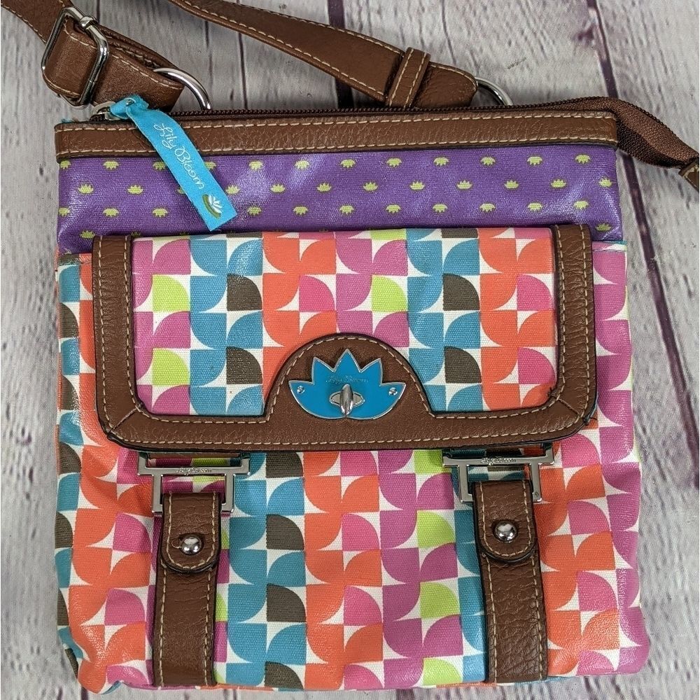 Lily Bloom Geometric Pattern Crossbody Bag Purse